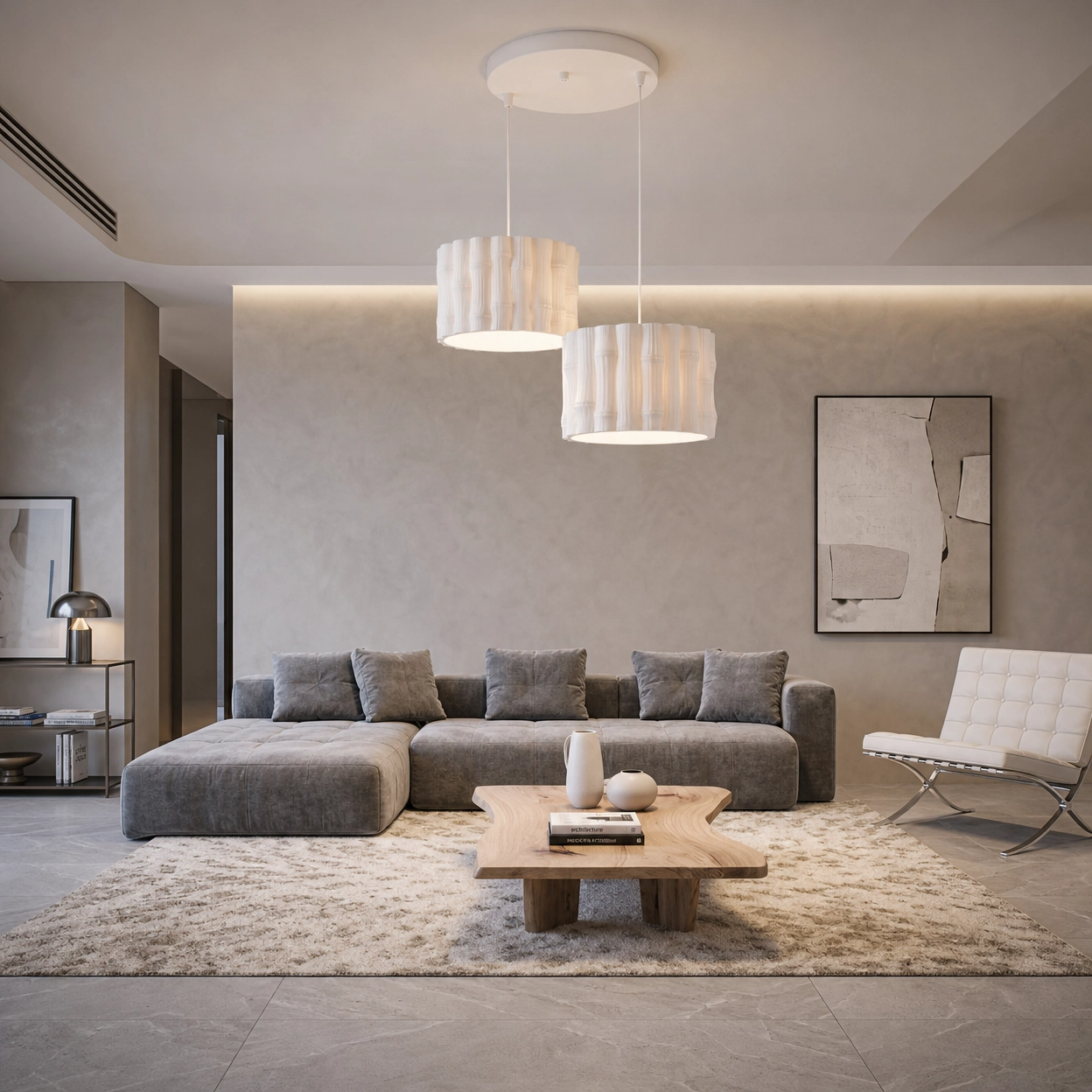 Modern İkili Bambu Tasarım Avize