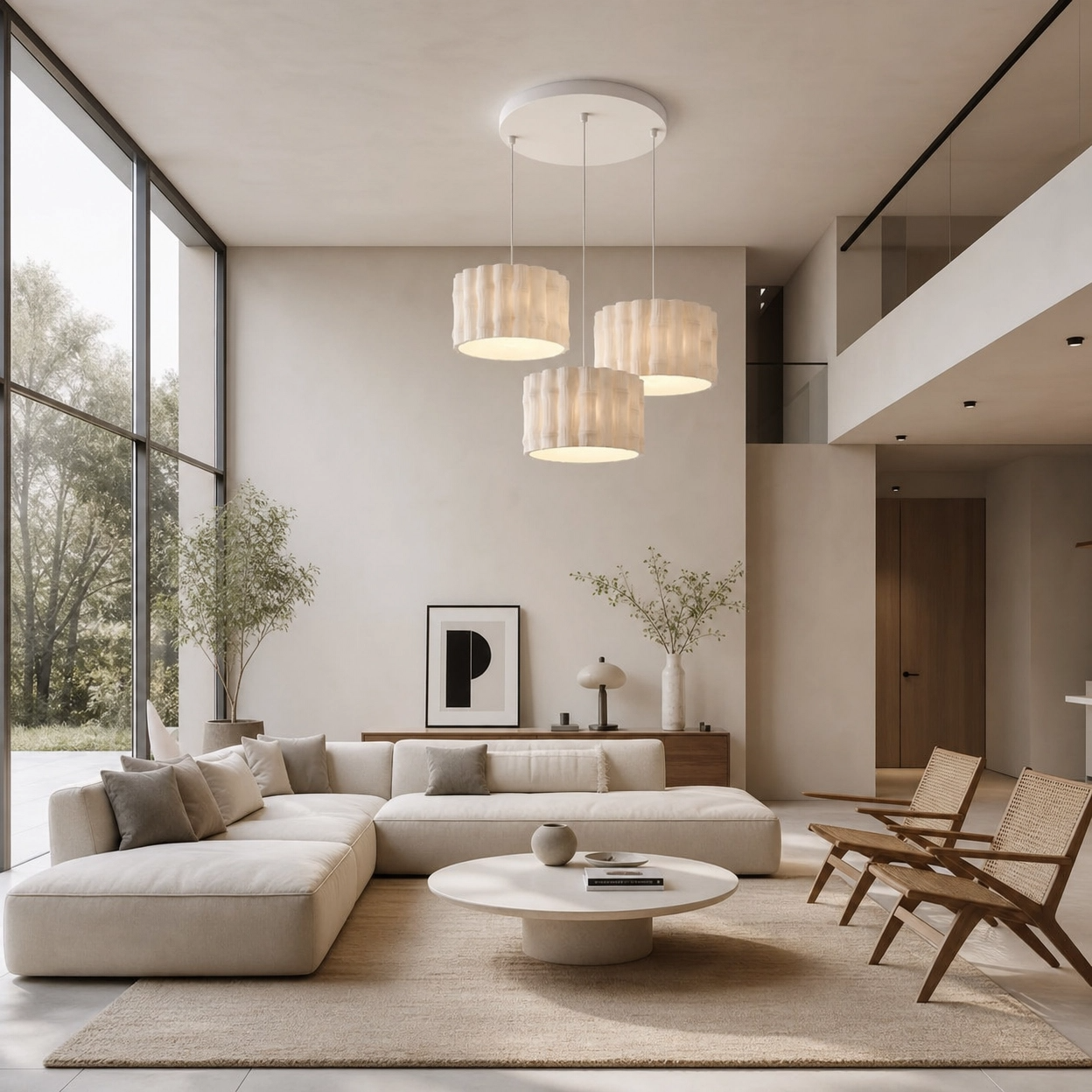 Modern Üçlü Bambu Tasarım Avize